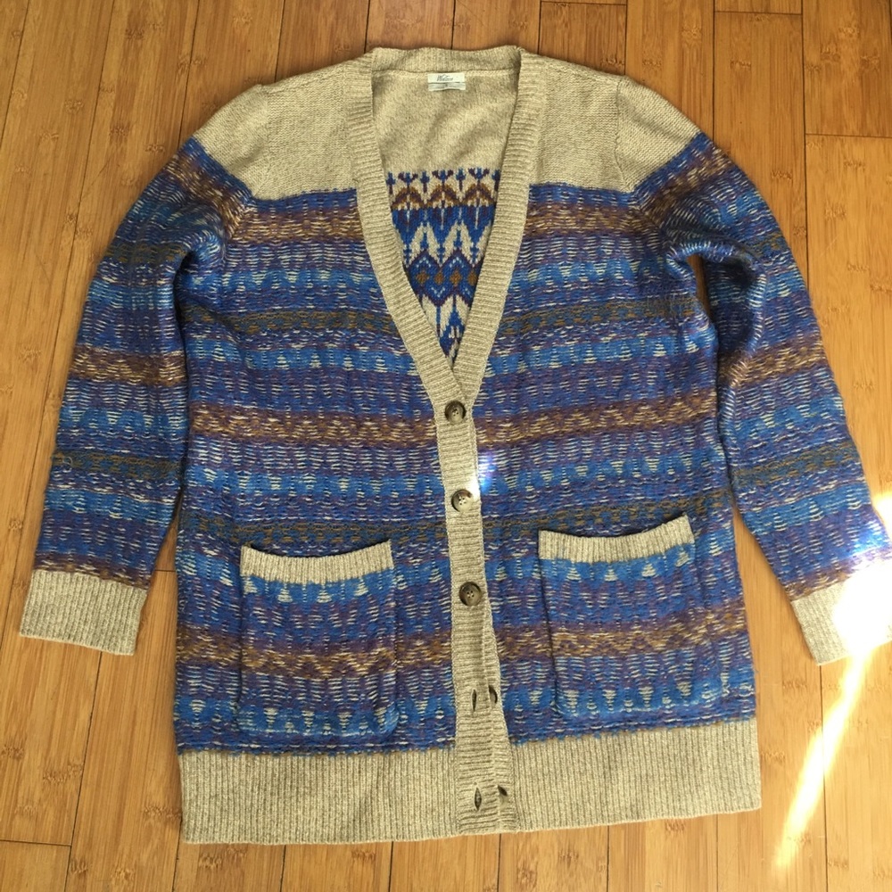 Madewell Wallace Fair Isle Boyfriend Wool Cardigan